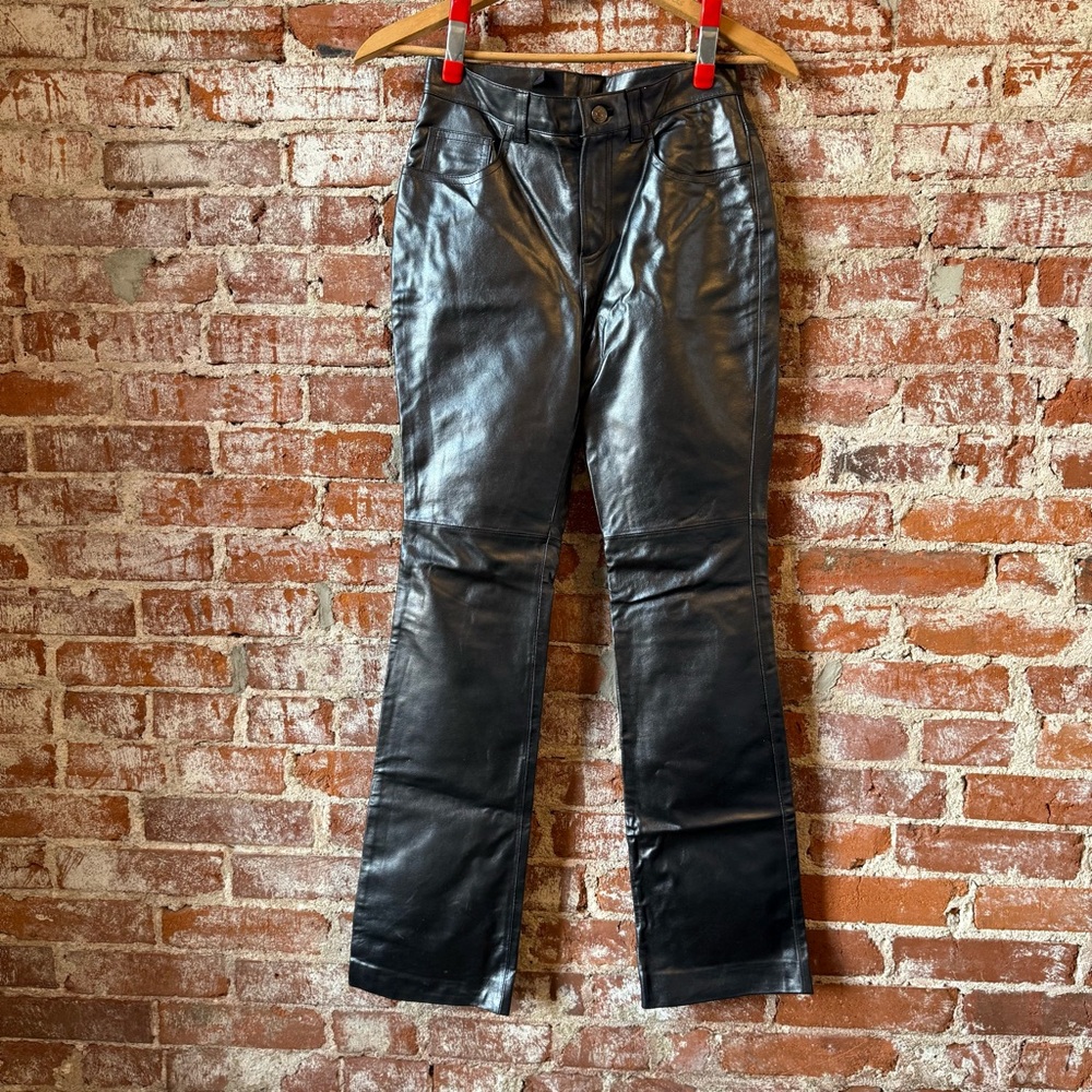Vintage Ralph Lauren Gun Metal Grey Leather Pants Size 4